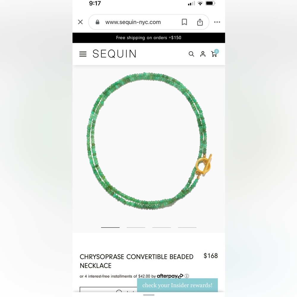 Sequin Jewelry Chrysophase necklace